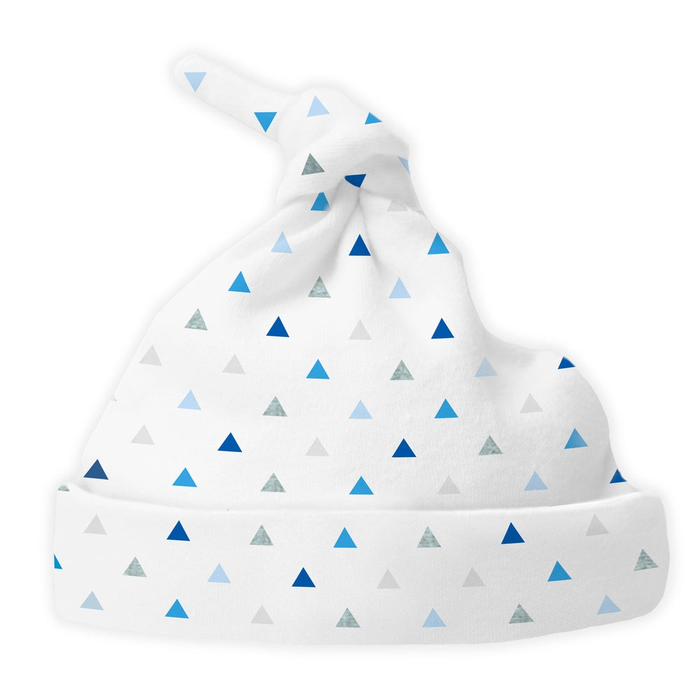 Newborn Hat, Tiny Triangles, Blue 1