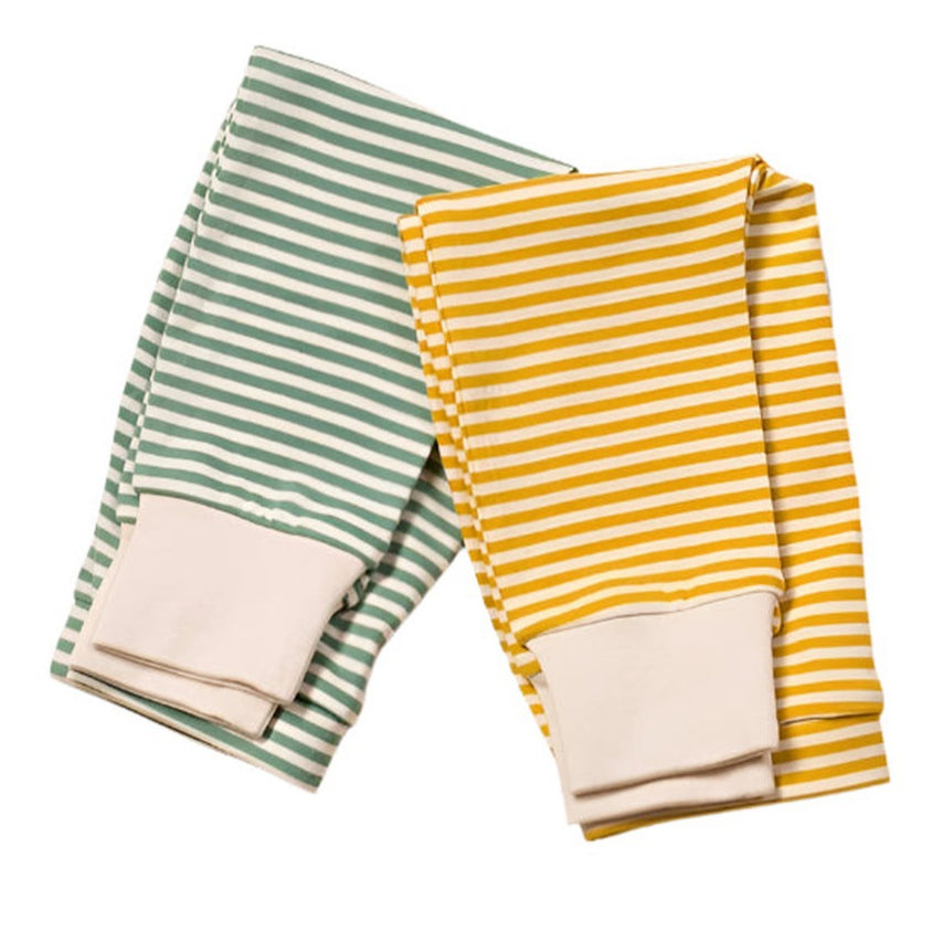 Gold & Green Striped Organic Wriggle Bottom Set - 2 Pack 2
