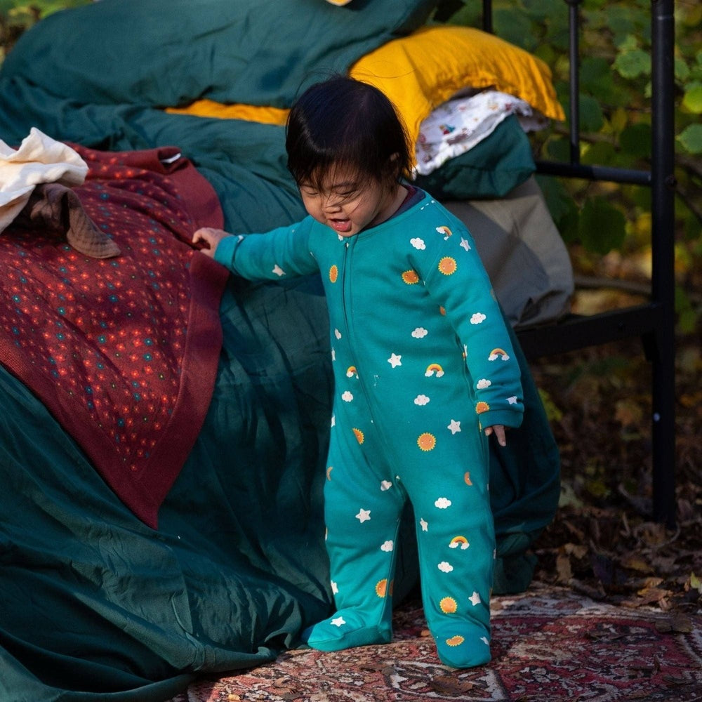 Turquoise Skies Zip Organic Babygrow 3