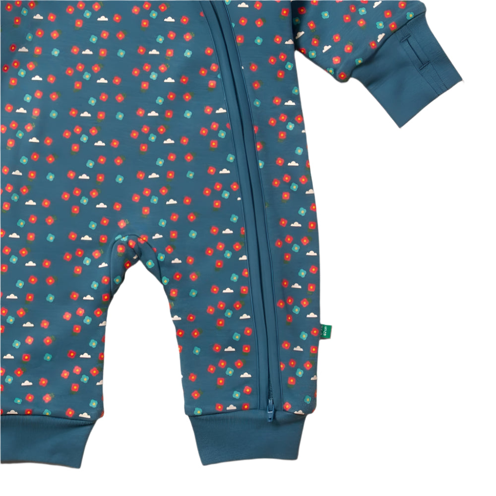 Blue Flowers Reversible Hooded Snug As A Bug Suit 3