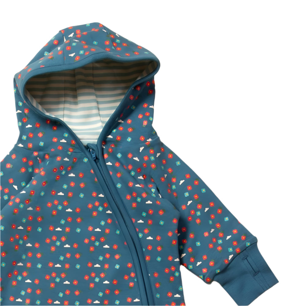Blue Flowers Reversible Hooded Snug As A Bug Suit 2