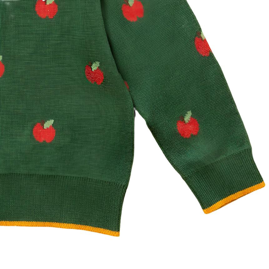 Little Green Radicals From One To Another Apple Knitted Jumper 