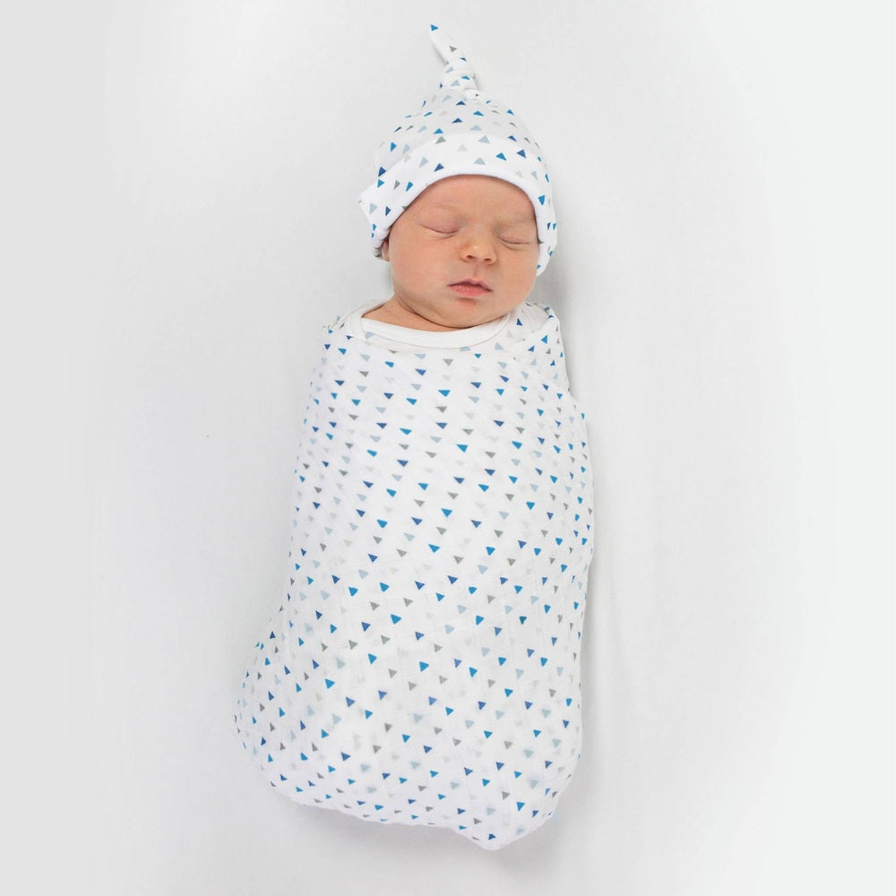 Newborn Hat, Tiny Triangles, Blue 3