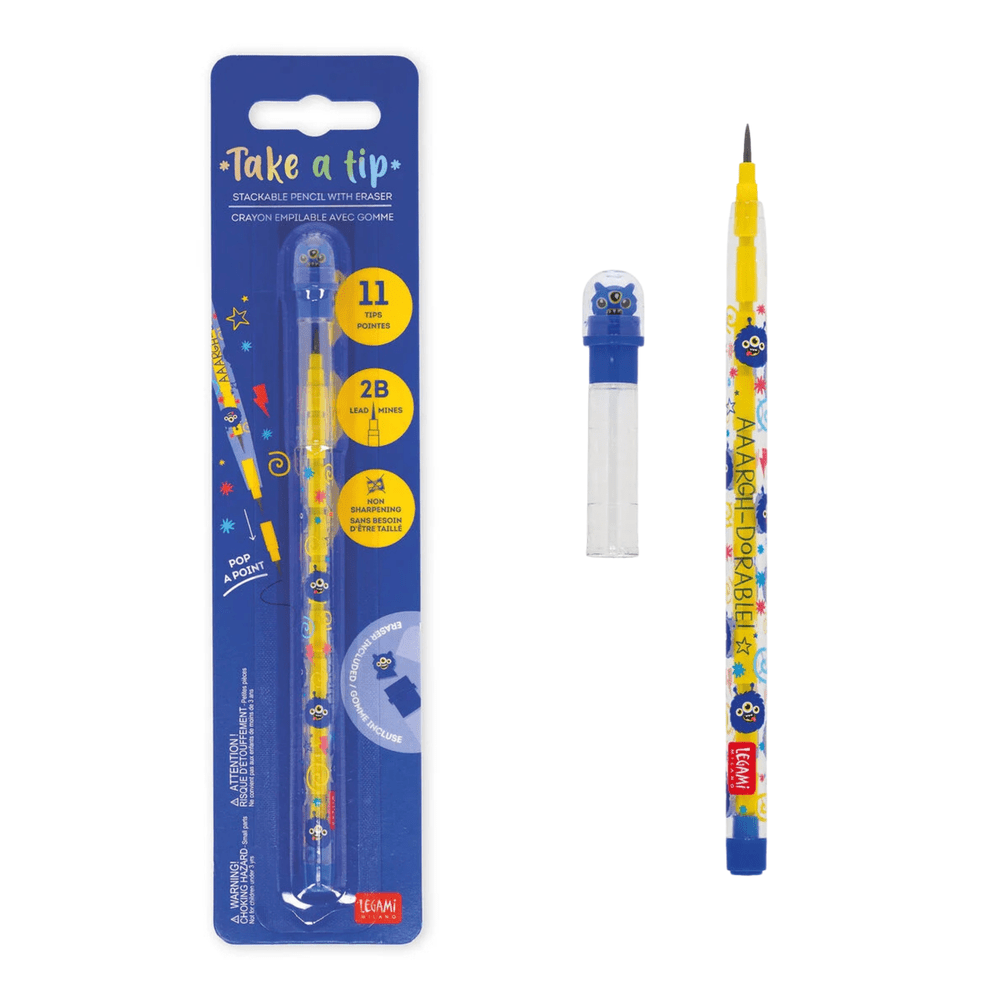 Stackable Pencil with Eraser - Take a Tip - Various Designs 7