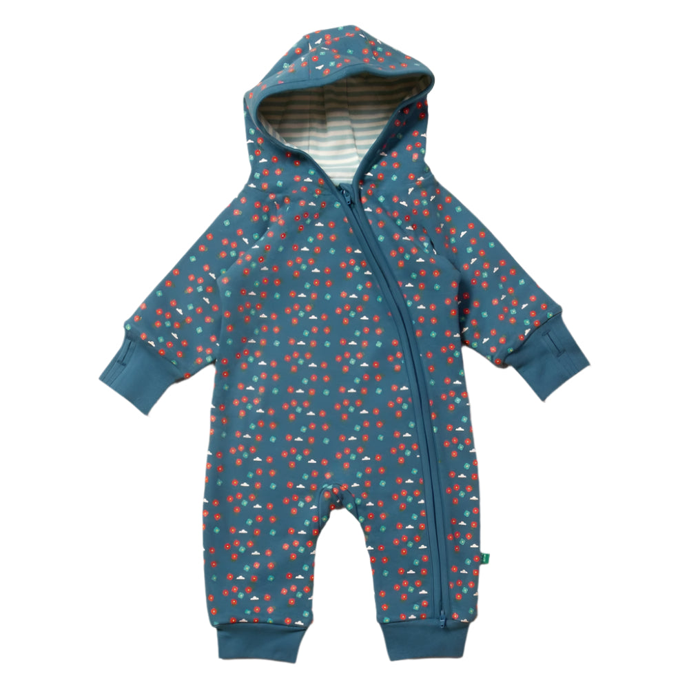 Blue Flowers Reversible Hooded Snug As A Bug Suit 1