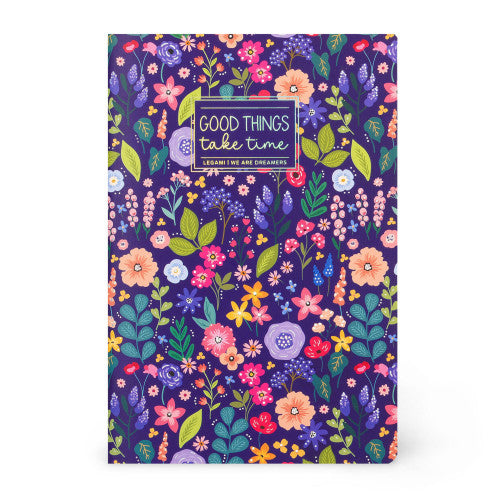 Large Lined Notebook with Illustrated Cover - Flower