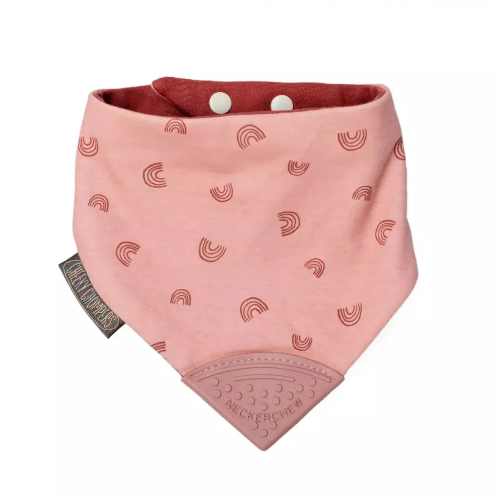 Cheeky Chompers Neckerchew Teething Dribble Bib - Rainbow Rose 