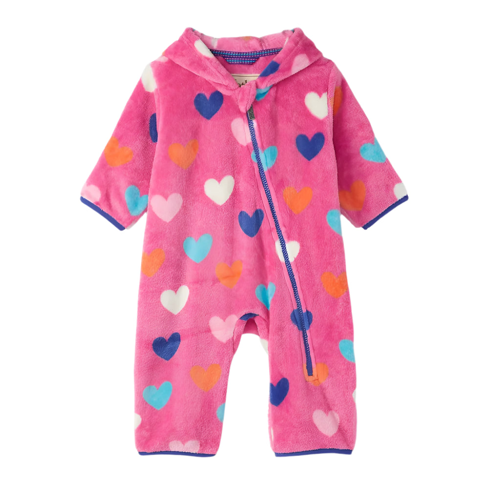 Fuzzy Fleece Baby Bundler - Hearts 1