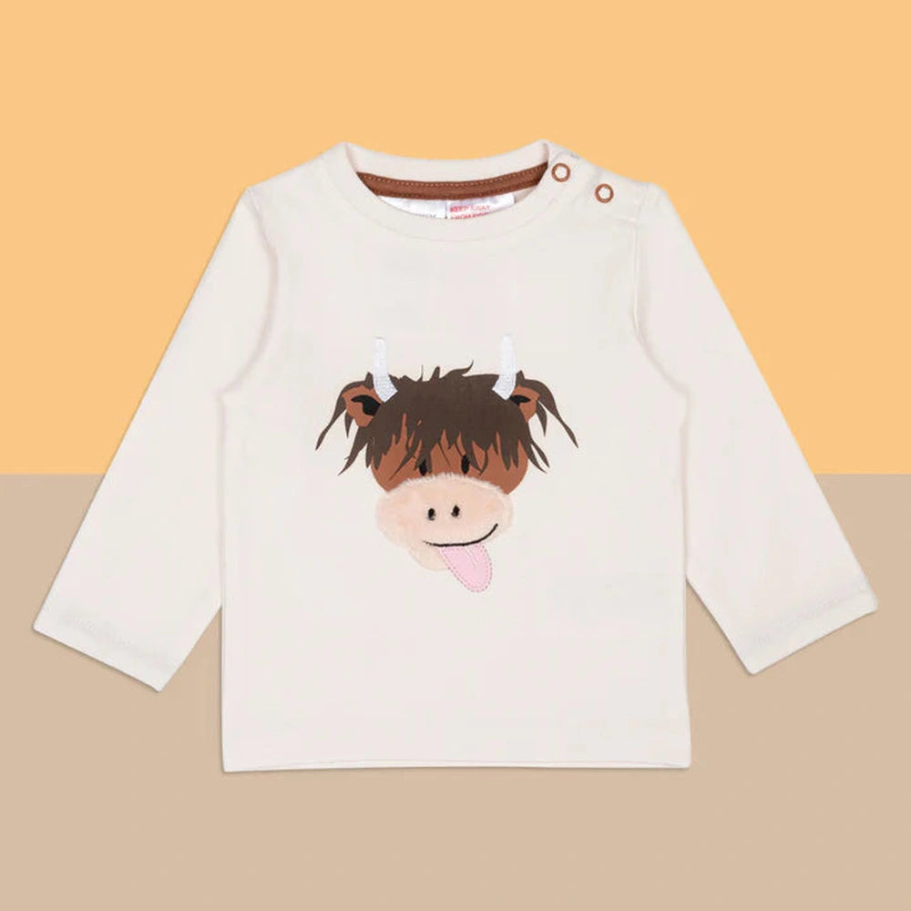 Neutral Hamish Highland Cow Applique Top 1