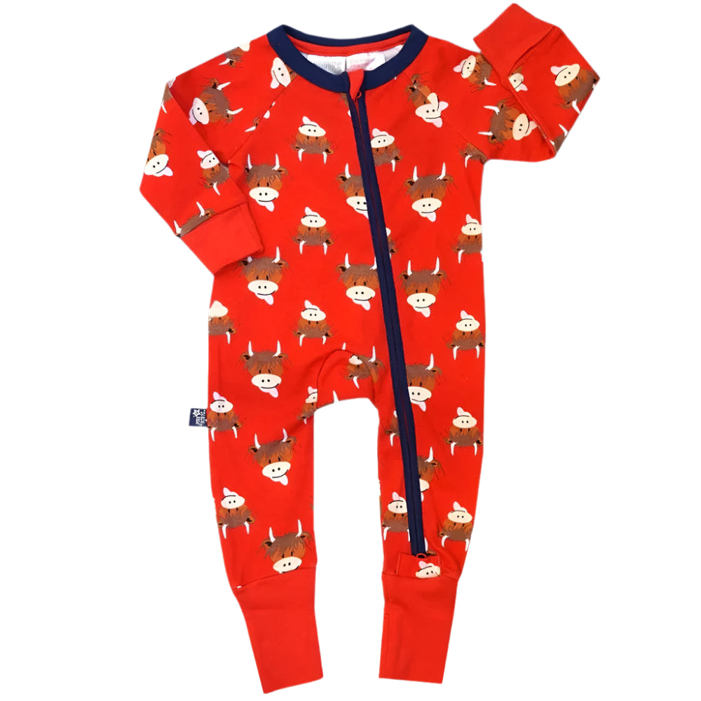 Hamish Highland Cow Zip Romper 2
