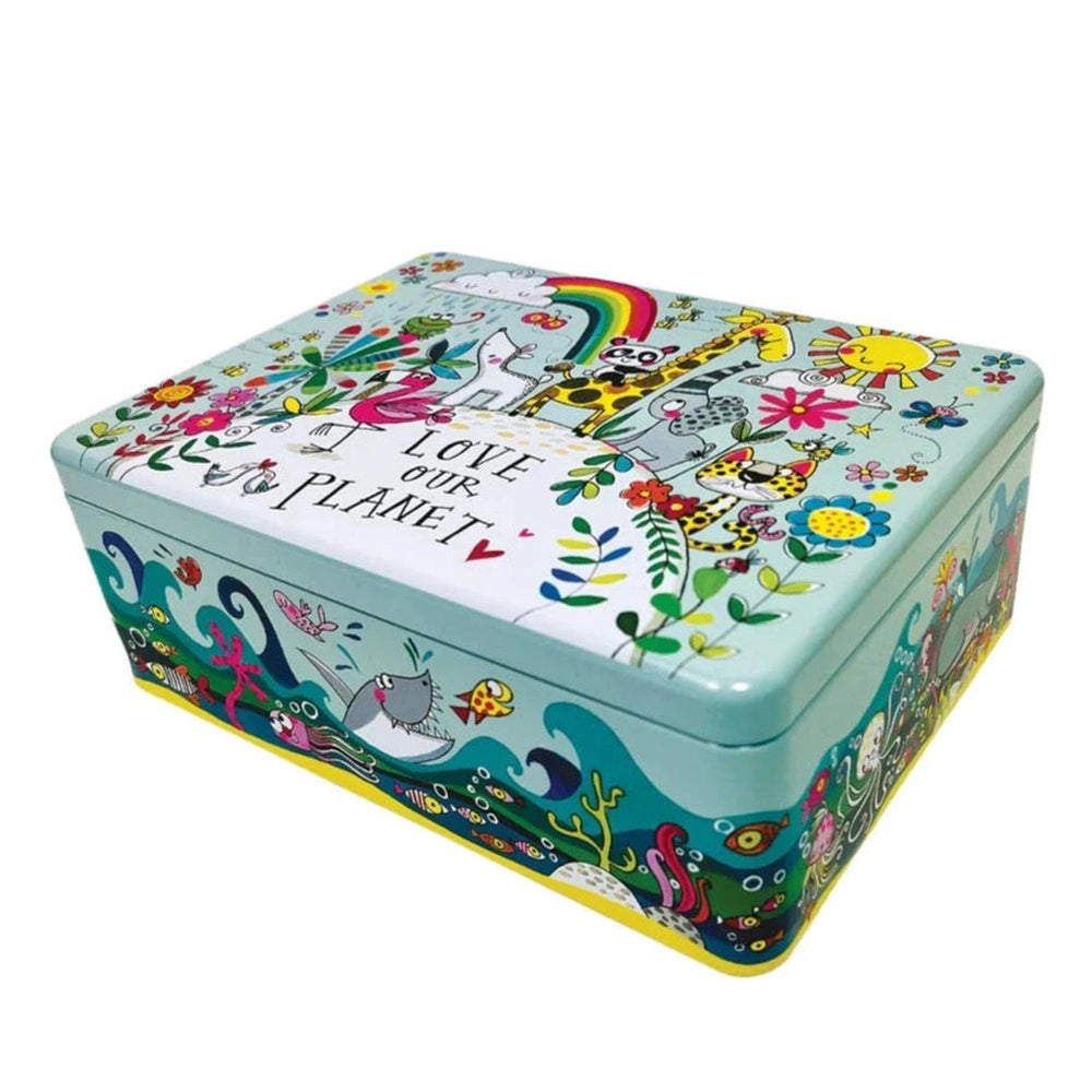 Hinged Rectangular Tin - Love Our Planet 1