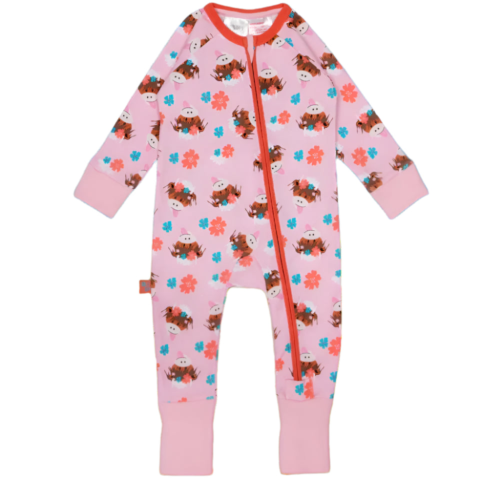 Bonnie Highland Cow Zip Romper 1