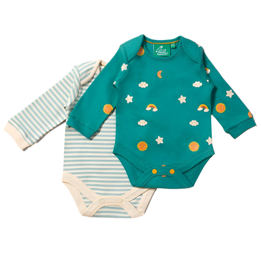 Turquoise Skies Organic Baby Bodysuit Set - 2 Pack 1