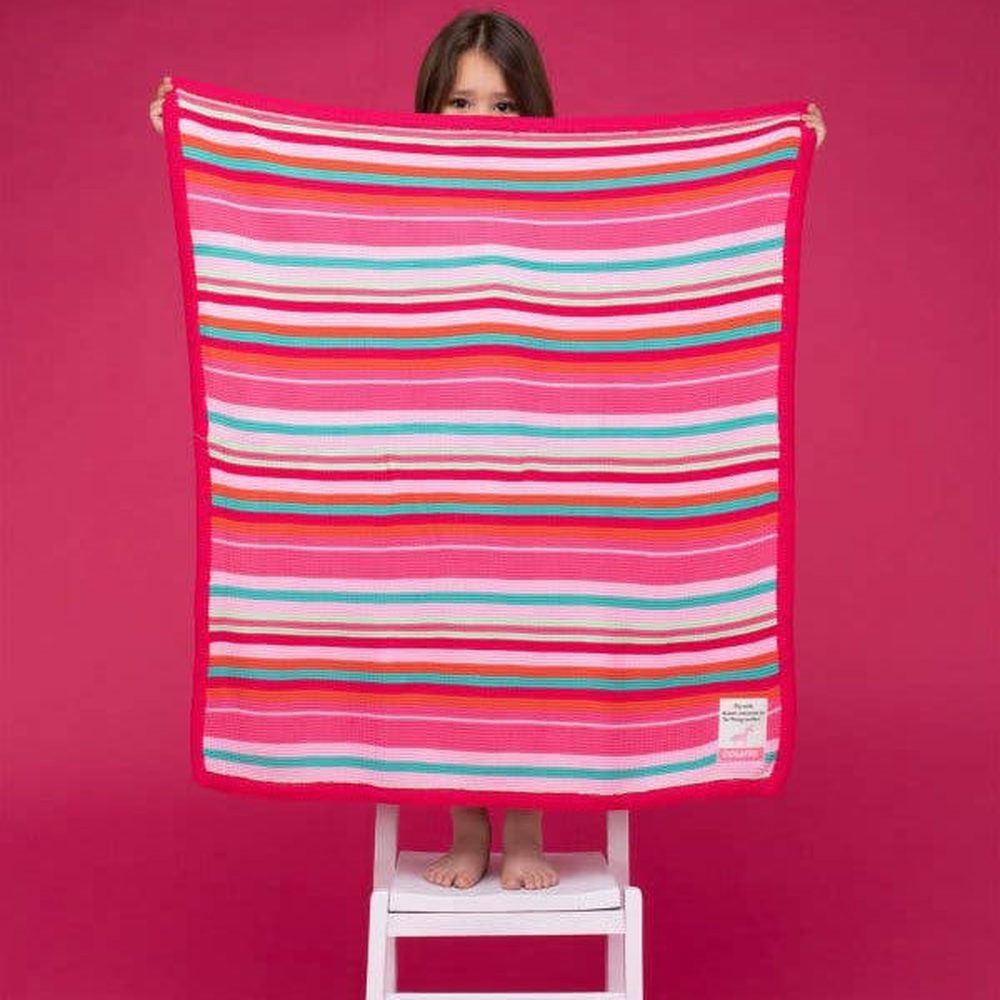 Pink Striped Knit Blanket 1