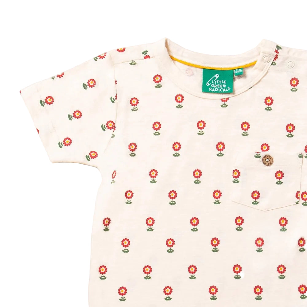 Red Flowers Short Sleeve T Shirt 3