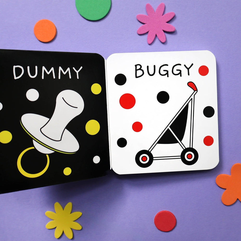 Words - Black & White Rattle Book 4