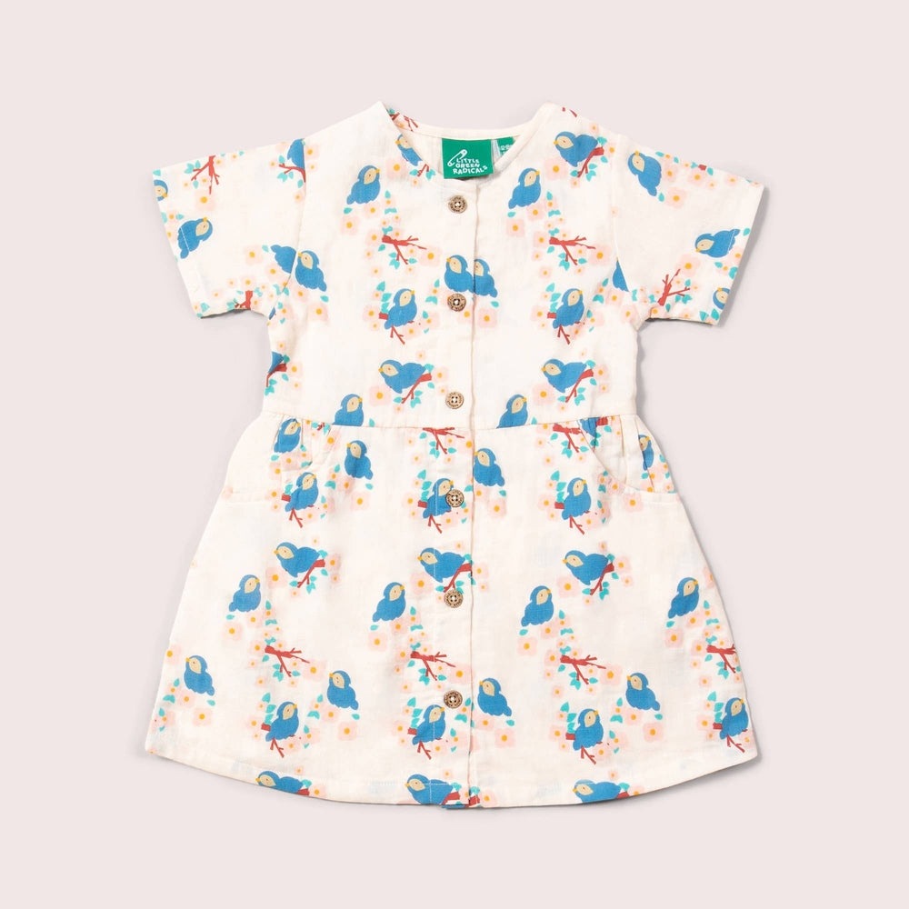 Bluebirds Button Through Short Sleeve Dress 1