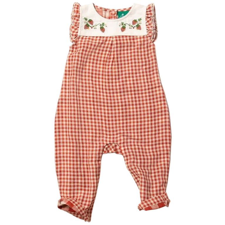 Little Red Checked Frill Summer Romper 1