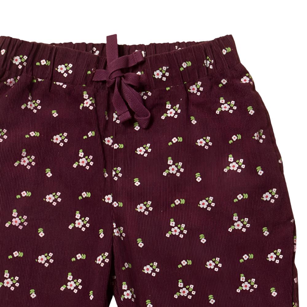 Little Green Radicals Plum Flowers Cord Comfy Trousers 