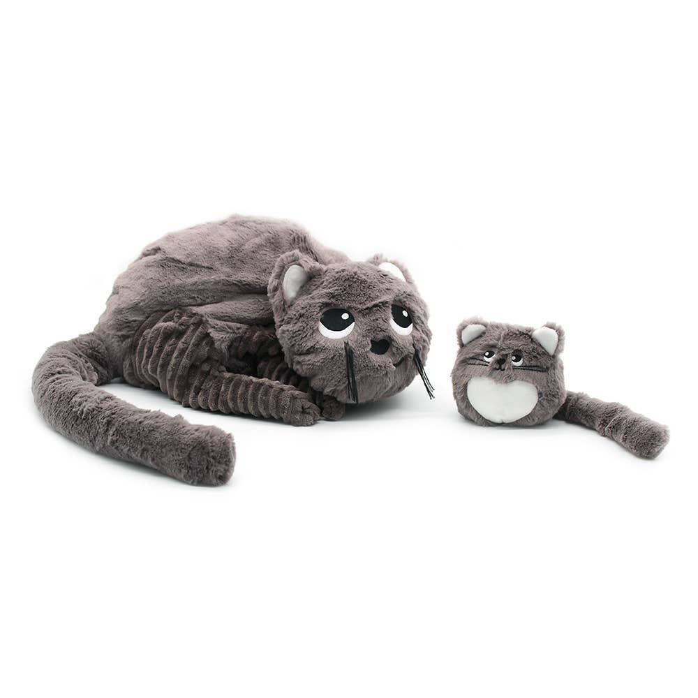 Les Ptipotos Charlie The Cat Mum & Baby Brown Grey 3