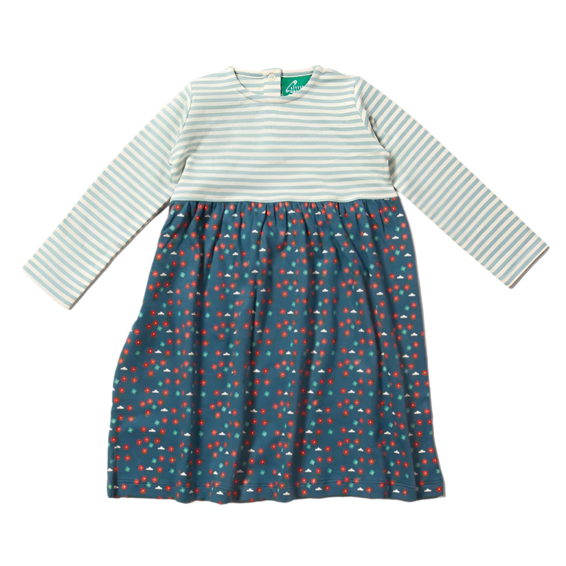 Blue Flowers Easy Peasy Long Sleeve Dress 1