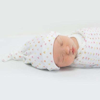 Newborn Hat, Tiny Triangles, Pink 2