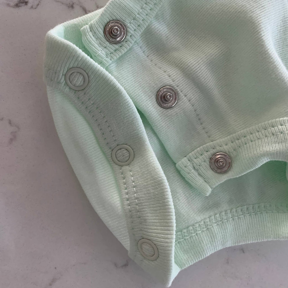 Organic Cotton Bodysuits - Soft Blue, Jadeite, & Sand Dollar 3