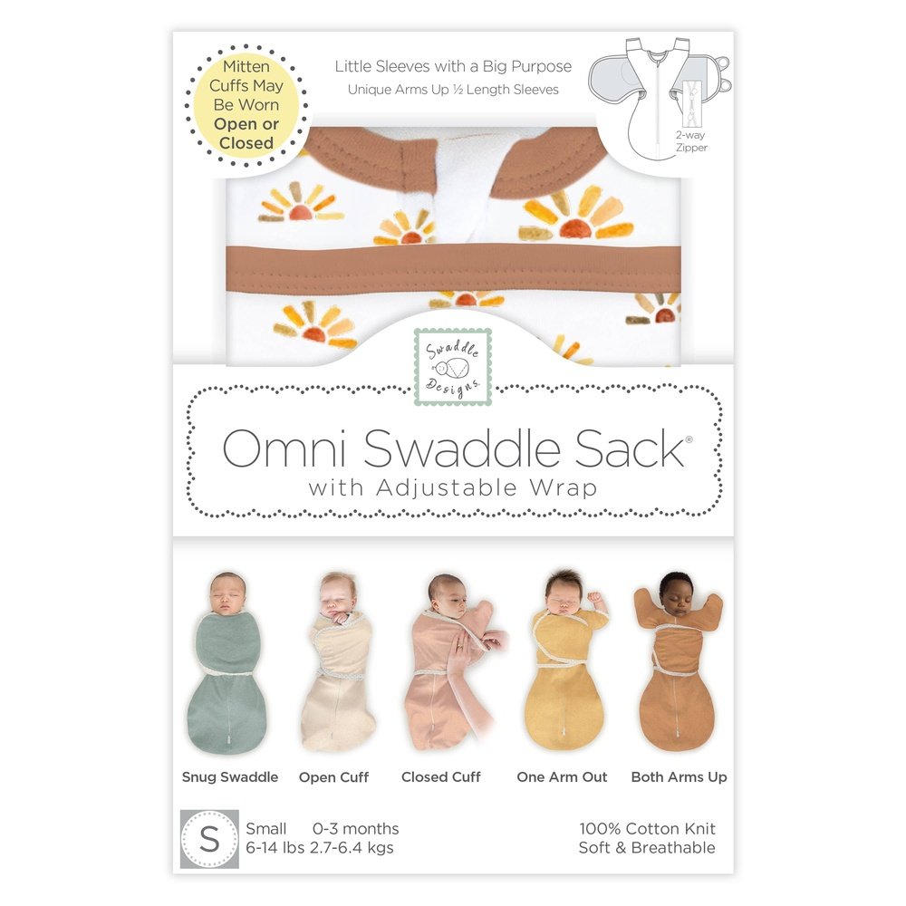 SwaddleDesigns Omni Swaddle Sack, Sunny Days Watercolor, Newborn 0-3 Mo 