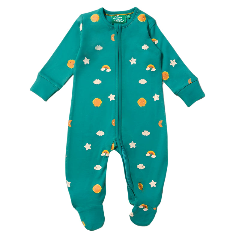 Turquoise Skies Zip Organic Babygrow 1