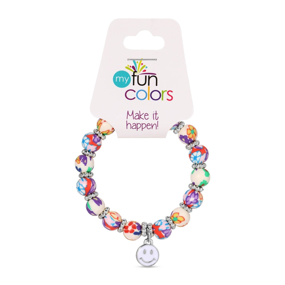 Kids Clay Bead Bracelet With Heart Charm - Various 17