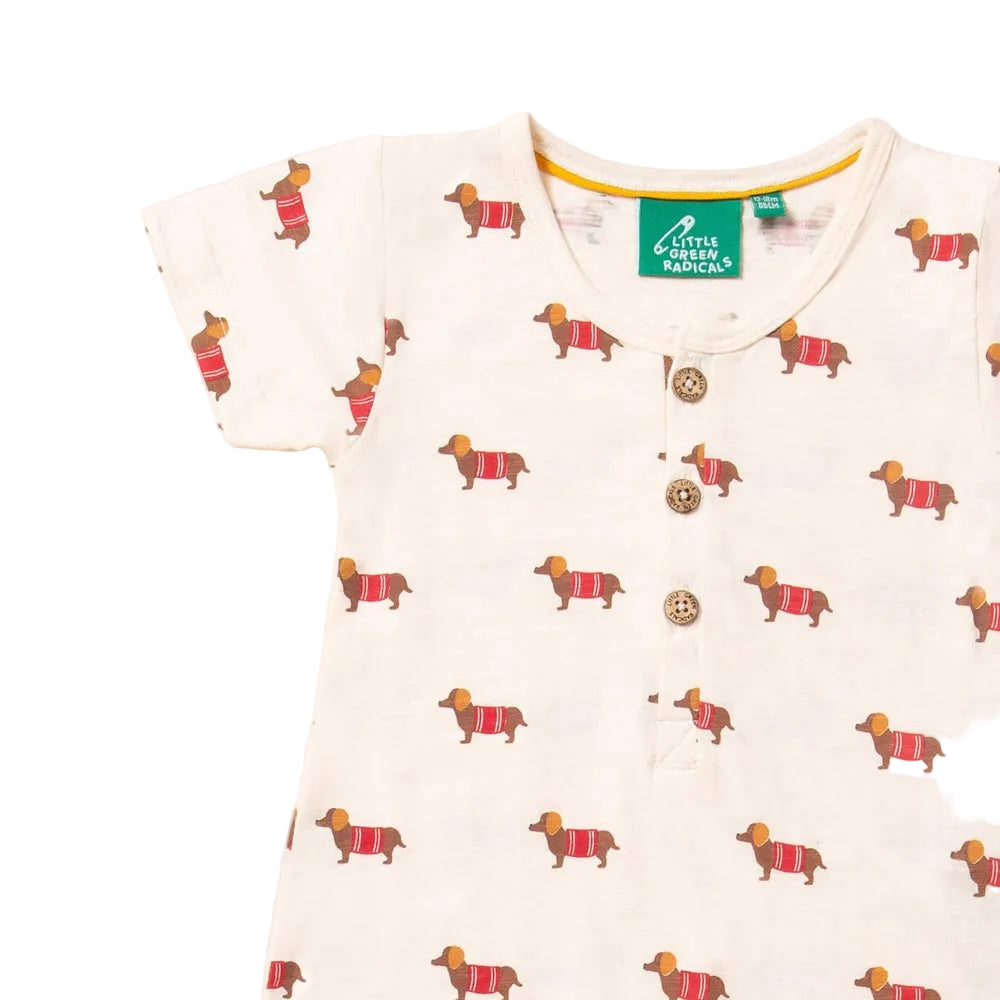 Cream Sausage Dogs Organic Summer Romper 3