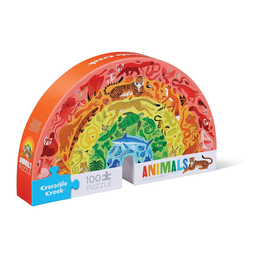 Crocodile Creek 100 Pc Shaped Box Puzzles/Rainbow Animals 1