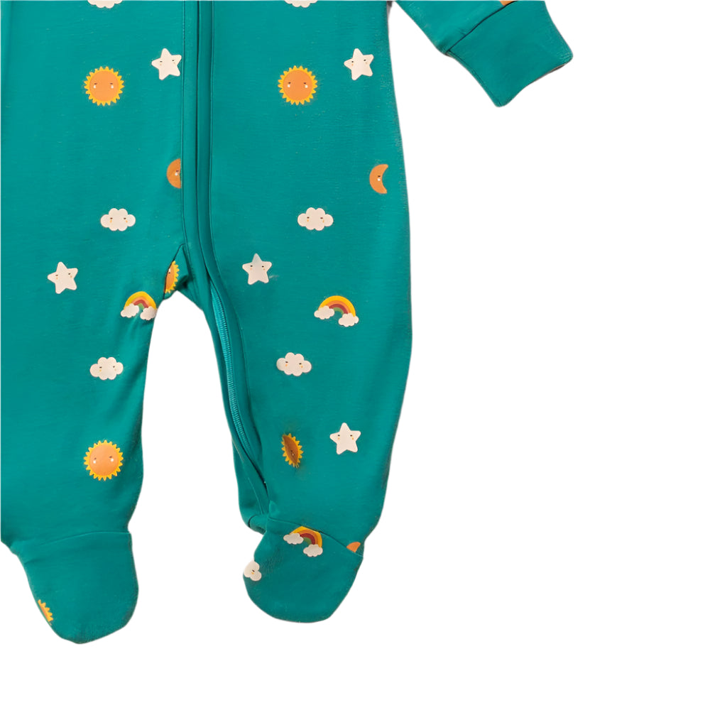 Turquoise Skies Zip Organic Babygrow 5