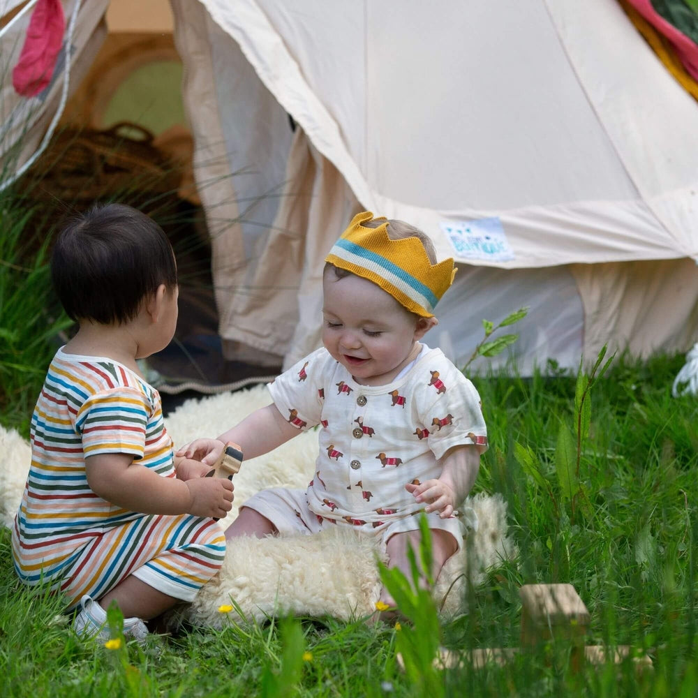 Cream Sausage Dogs Organic Summer Romper 6