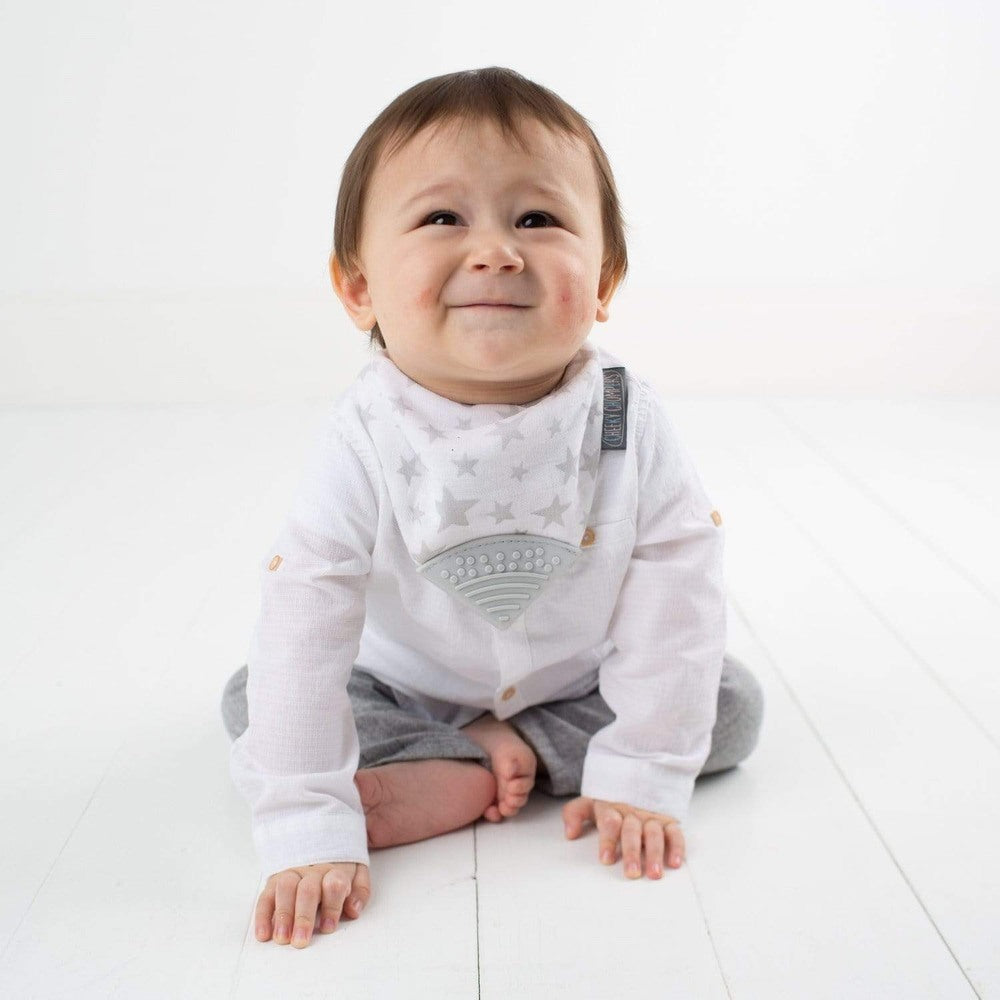 Neckerchew Teething Muslin Dribble Bib - Silver Stars 1
