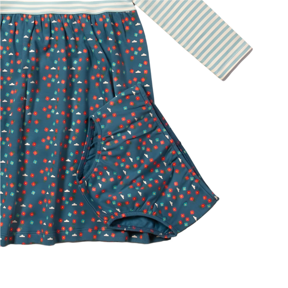 Blue Flowers Easy Peasy Long Sleeve Dress 4