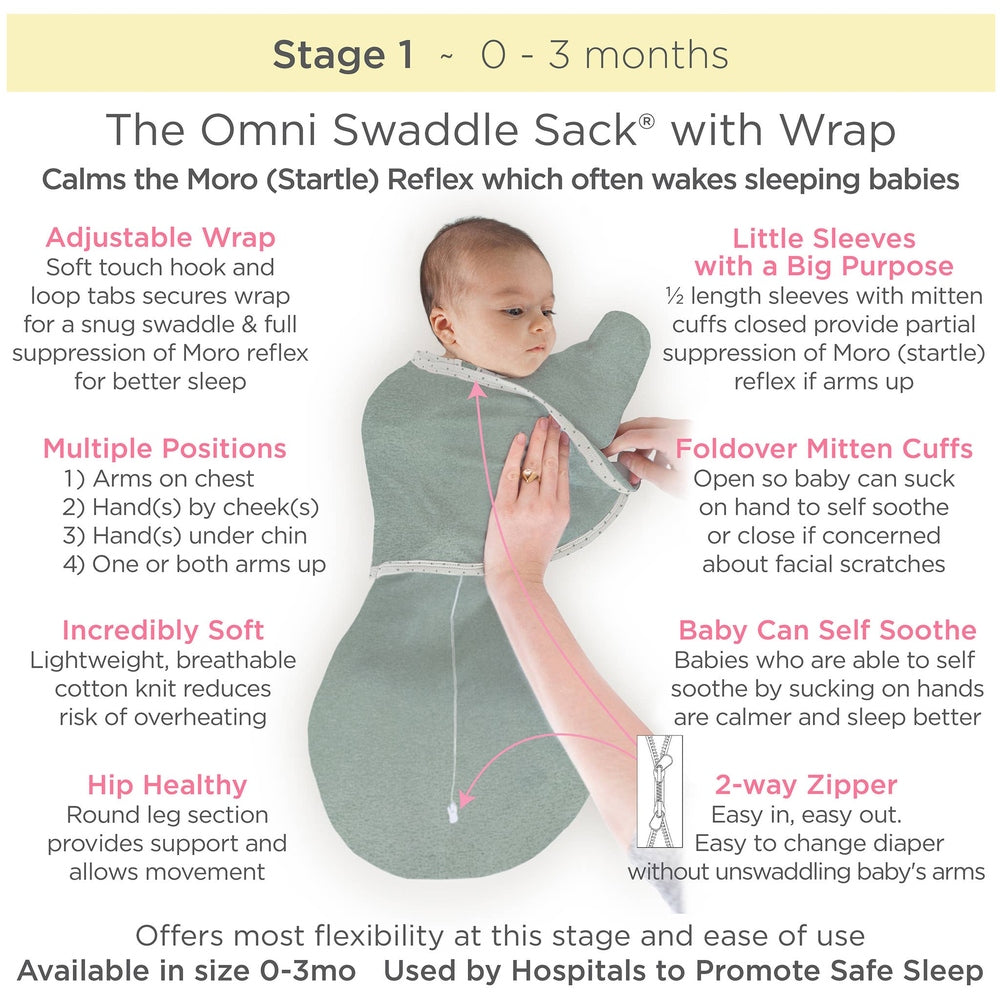 Omni Swaddle Sack, Heathered Teal, Newborn 0-3 Mo 7