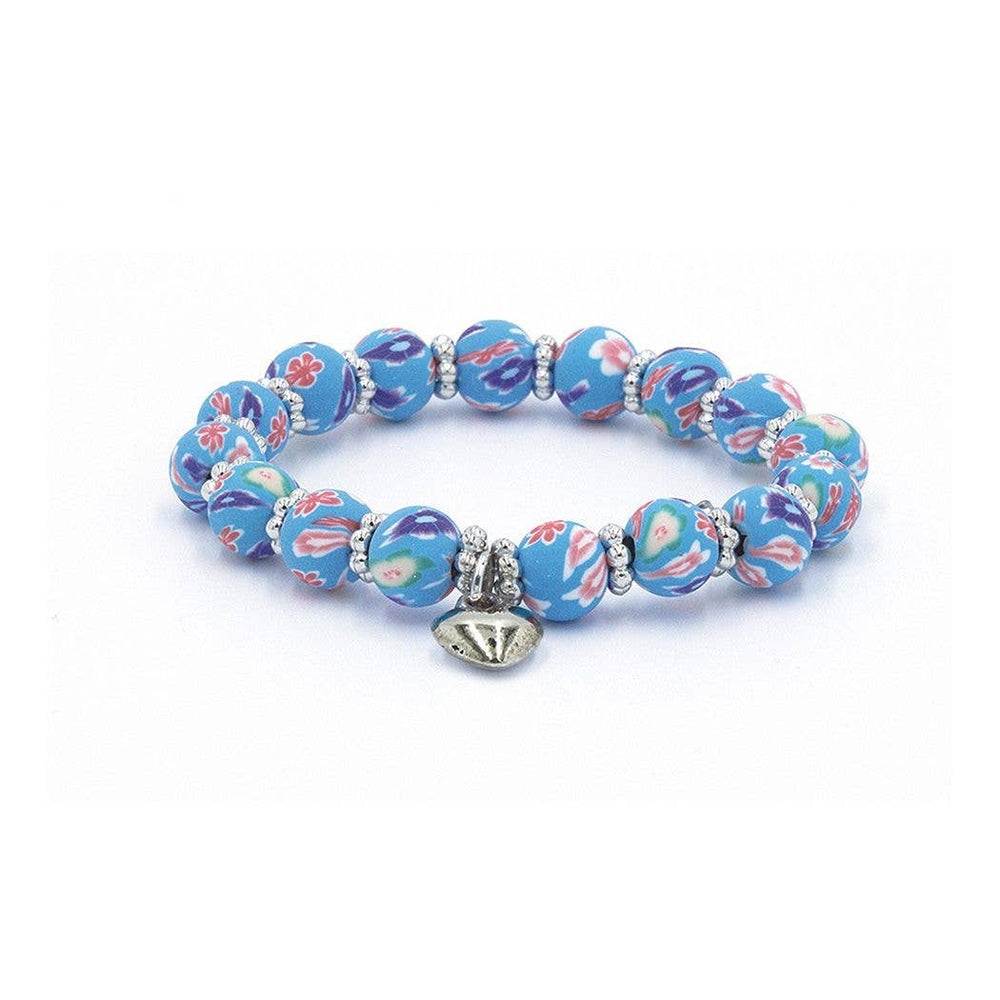 Kids Clay Bead Bracelet With Heart Charm 12 Colors Options 7