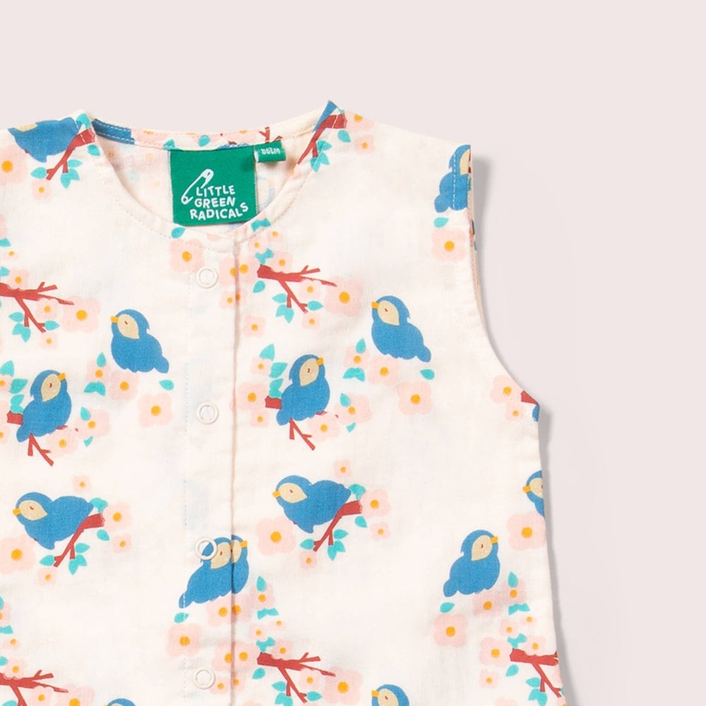 Bluebirds Button Ruffle Romper 4