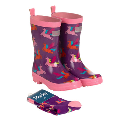 Hatley Wellingtons & Sock Set - Pretty Pegasus 