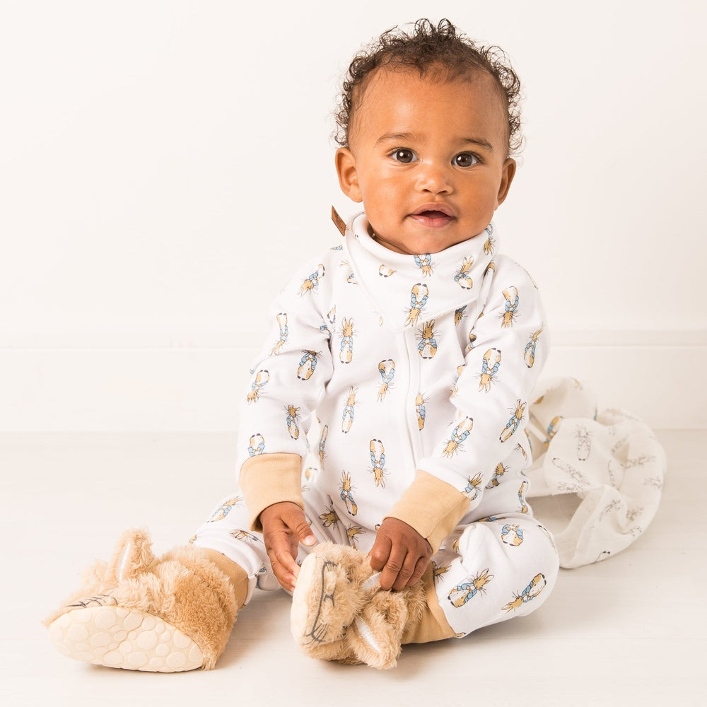 Neutral Peter Rabbit Zip Romper 2