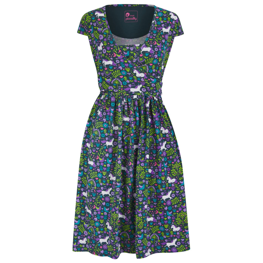 Adult Organic Wrap Dress - Unicorn 1