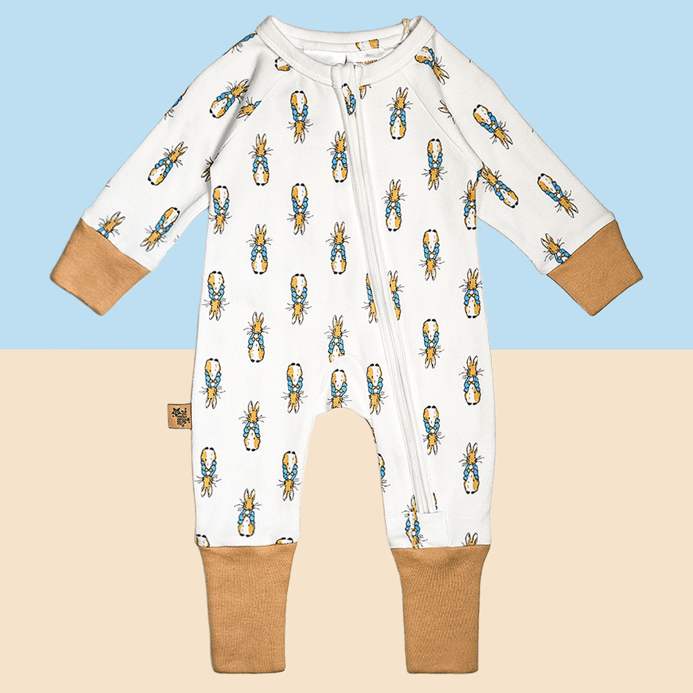 Neutral Peter Rabbit Zip Romper 1