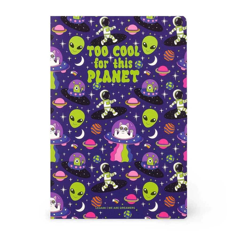 Lined Notebook with Illustrated Cover - Space 1