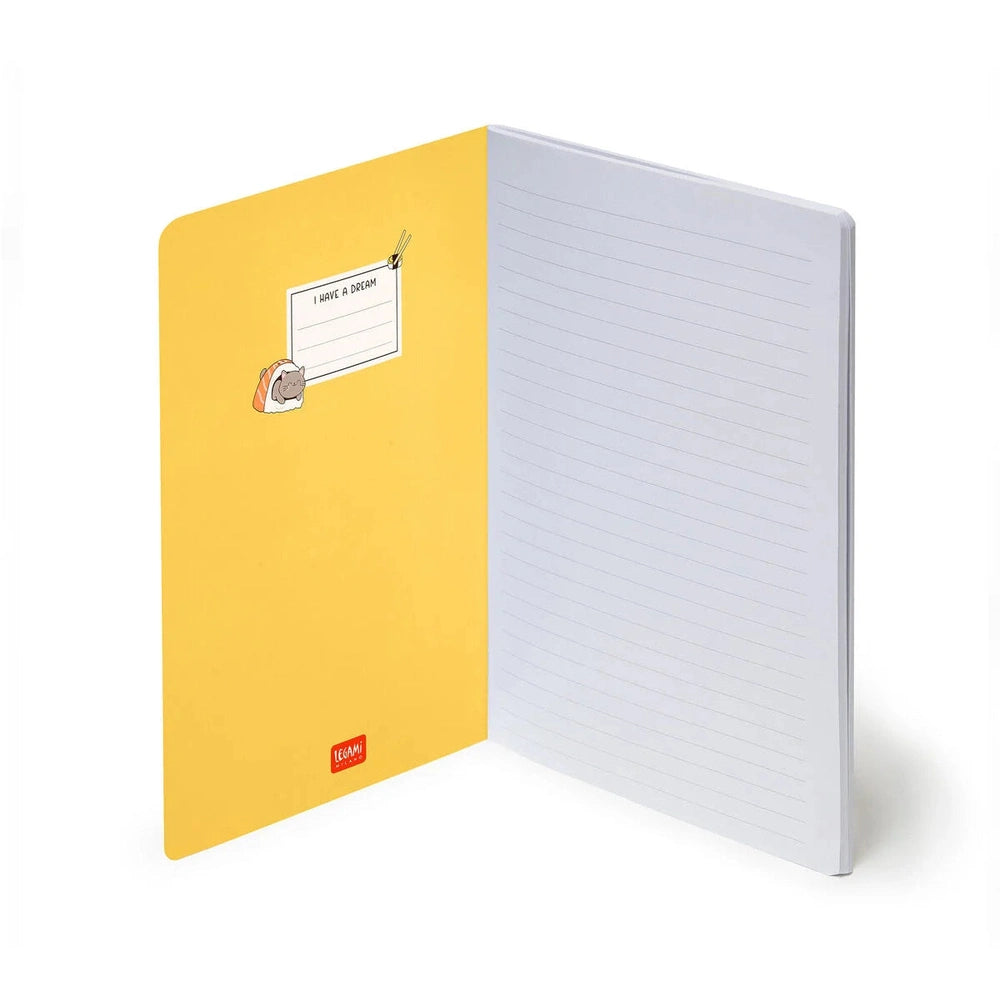 Lined Notebook with Illustrated Cover - Sushi Cat 2
