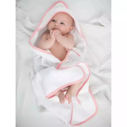 Muslin + Cotton Hooded Towel - Pink 2