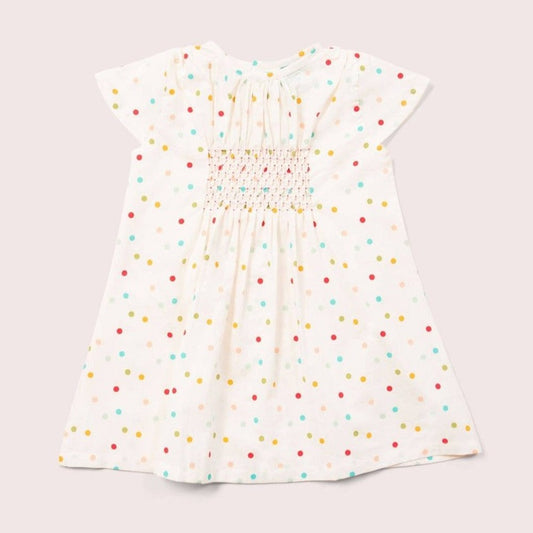 Little Green Radicals Rainbow Spots Smocked Dress 