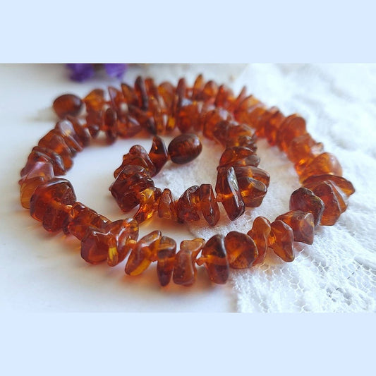 Amber Auksas Polished Red Cognac Baltic Amber Necklace - 13" 