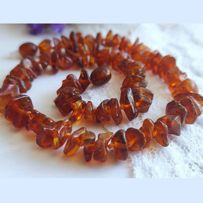 Amber Auksas Polished Red Cognac Baltic Amber Necklace - 13" 