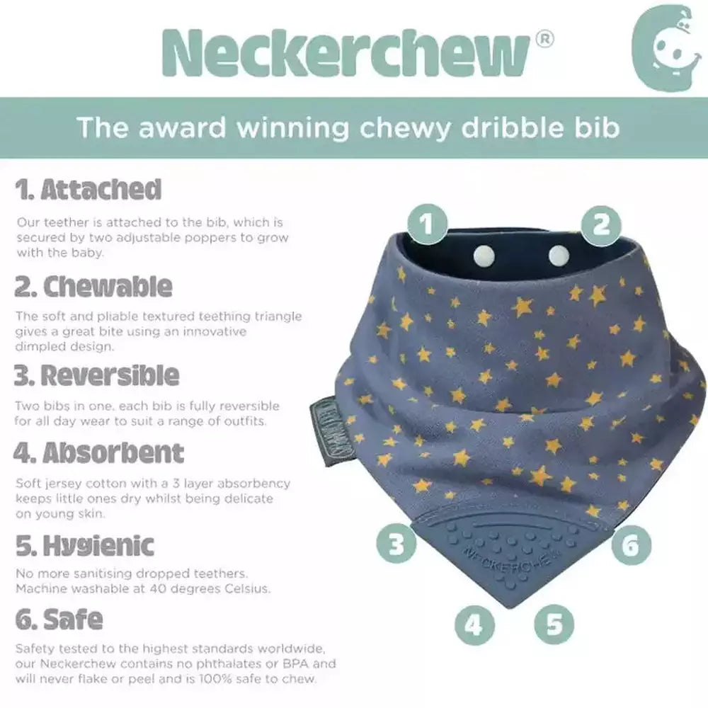 Neckerchew Teething Dribble Bib - Midnight Stars 4